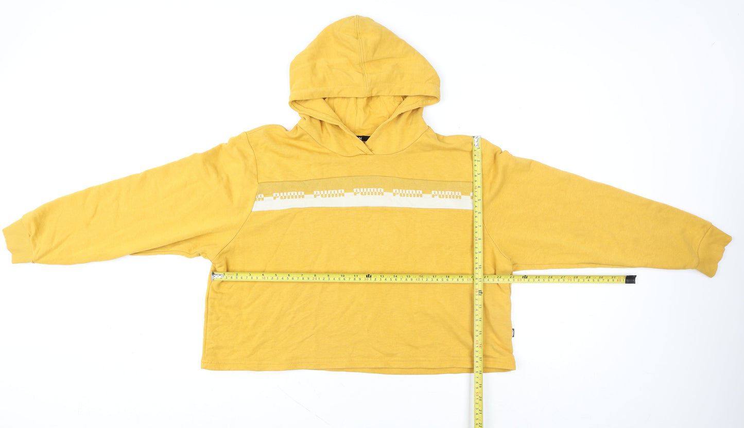 Mens UK Size L PUMA Yellow Pullover Hoodie