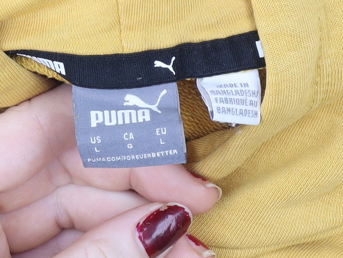 Mens UK Size L PUMA Yellow Pullover Hoodie