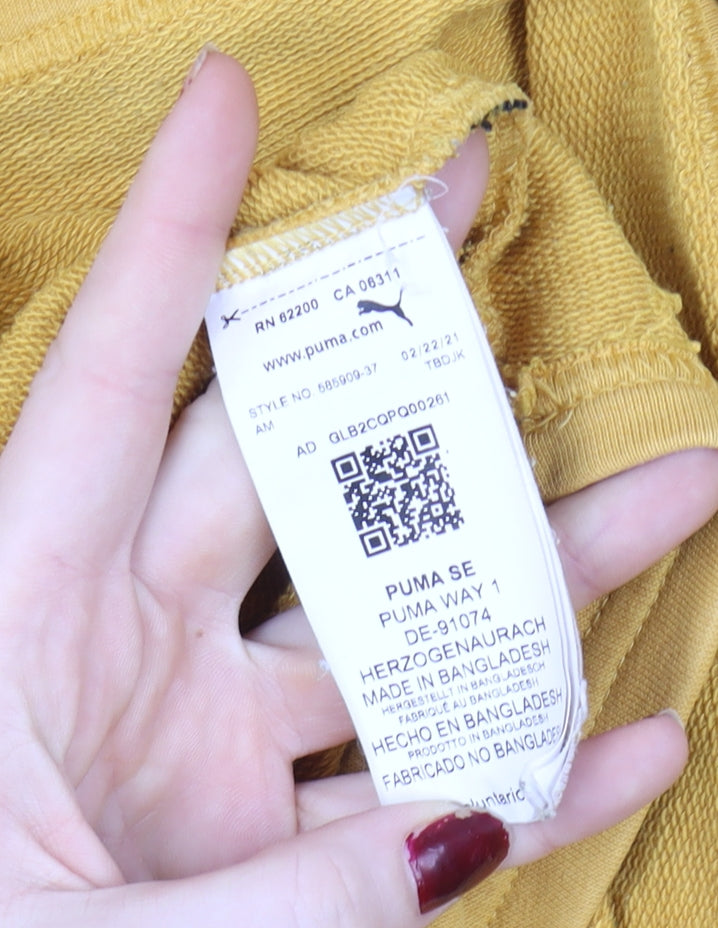 Mens UK Size L PUMA Yellow Pullover Hoodie