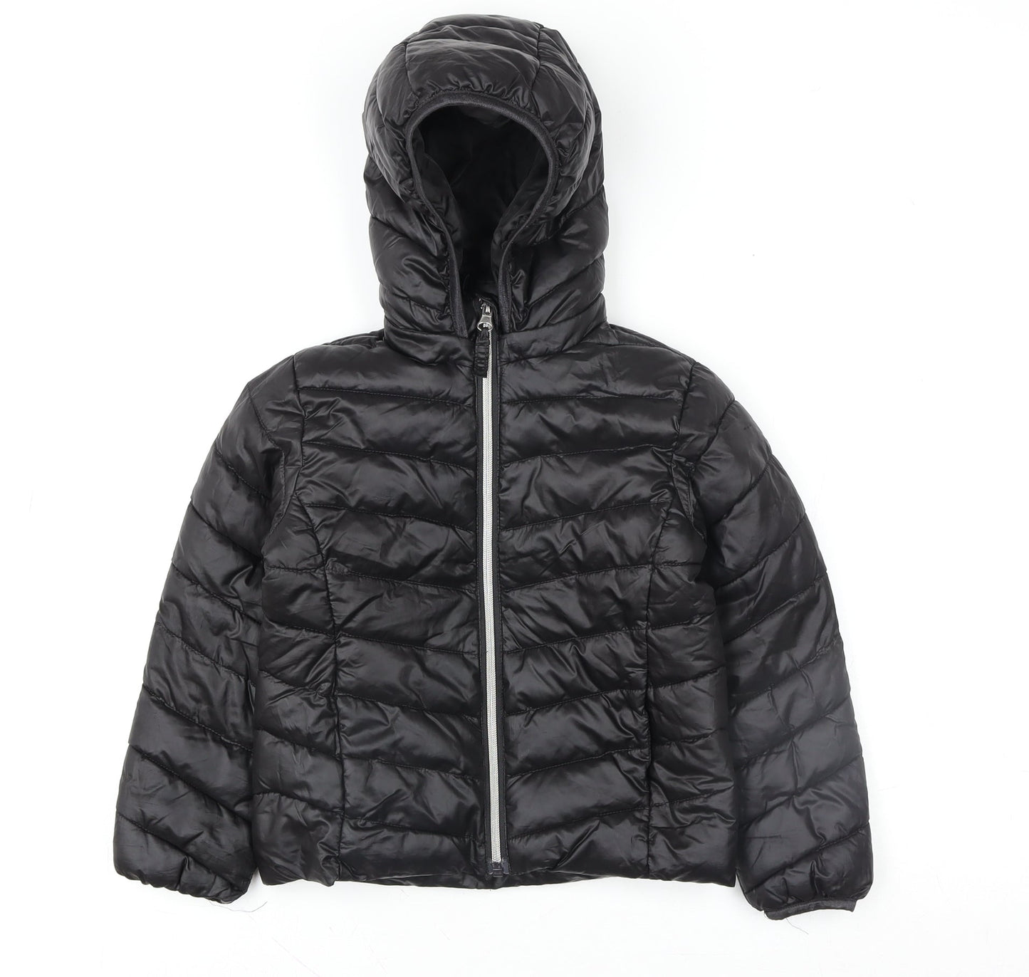 H&M Girls Black Hooded Puffer Jacket Size 4-6 Years Polyester Lined