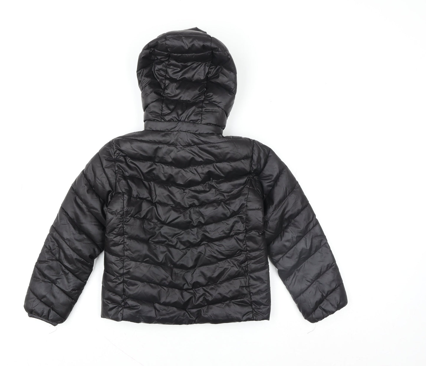 H&M Girls Black Hooded Puffer Jacket Size 4-6 Years Polyester Lined