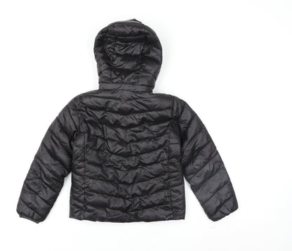 H&M Girls Black Hooded Puffer Jacket Size 4-6 Years Polyester Lined