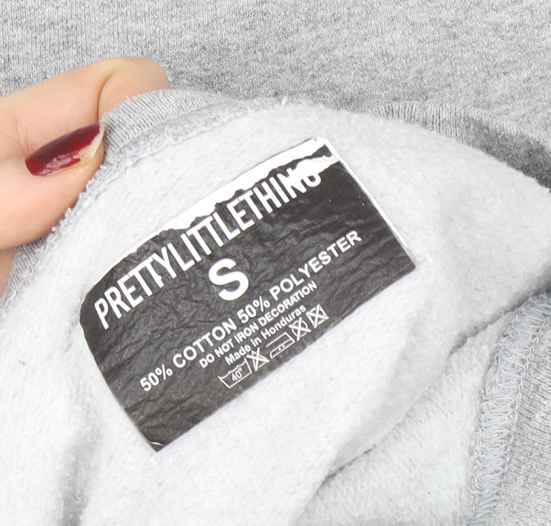 Womens UK Size S PRETTYLITTLETHING Grey Pullover Sweatshirt