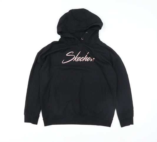 Skechers Girls Black Hoodie 12-13 Years Pullover Hooded Sweatshirt
