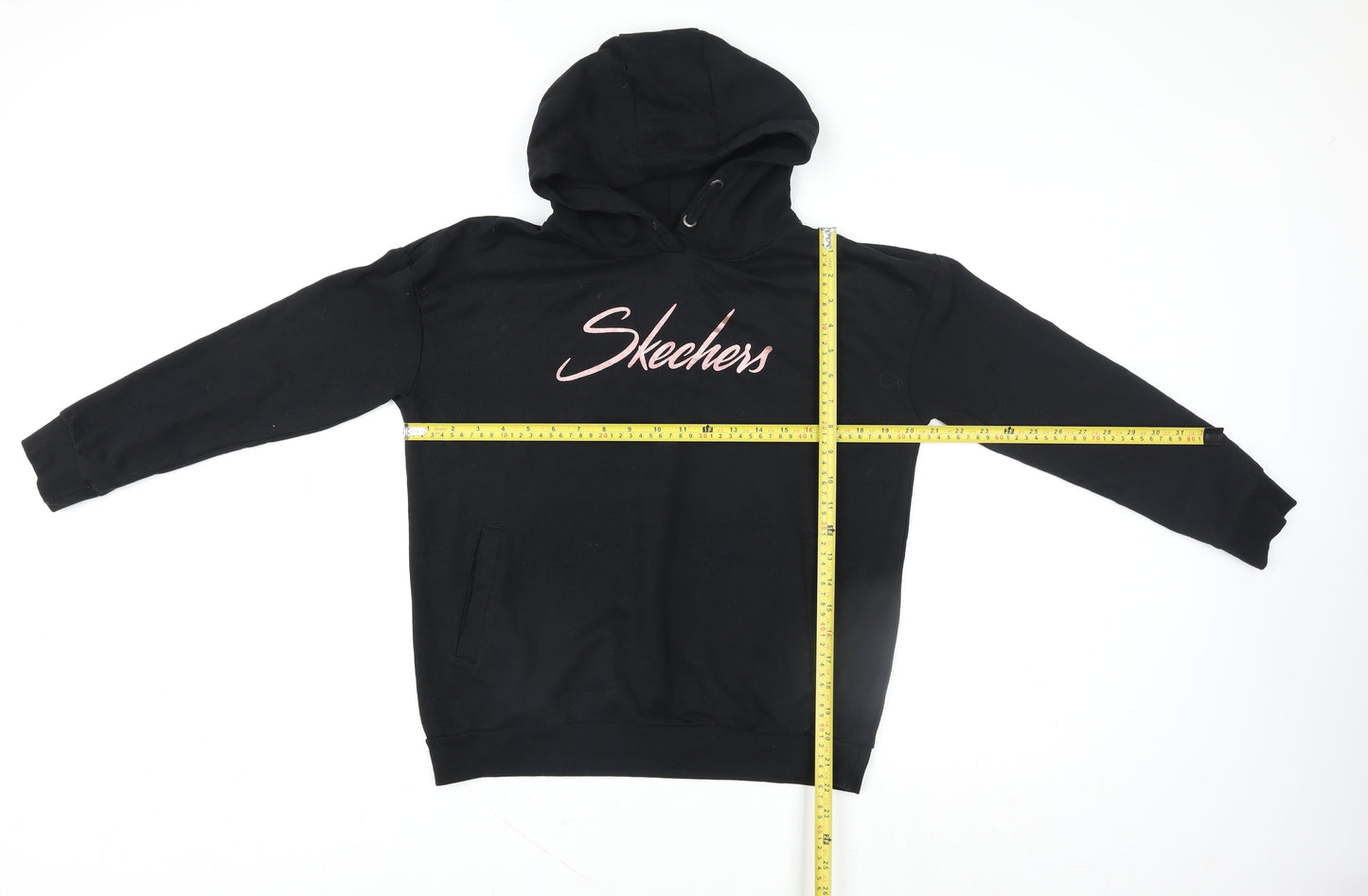 Skechers Girls Black Hoodie 12-13 Years Pullover Hooded Sweatshirt