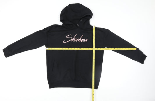 Skechers Girls Black Hoodie 12-13 Years Pullover Hooded Sweatshirt