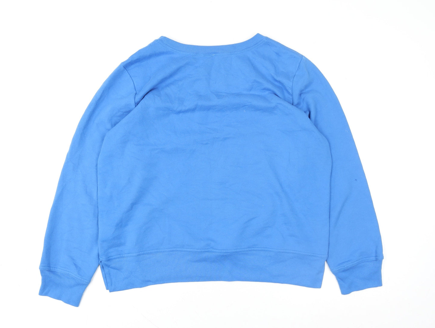 GAP Women Blue Logo Pullover Sweatshirt Size L Cotton Blend