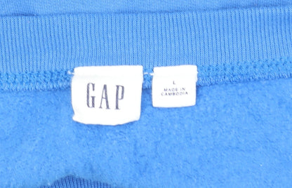 GAP Women Blue Logo Pullover Sweatshirt Size L Cotton Blend