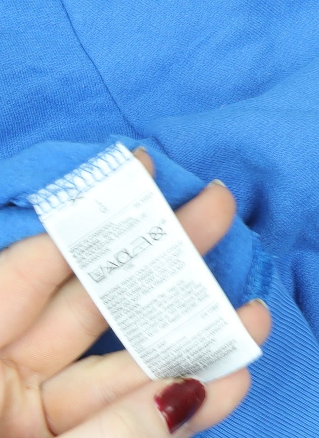 GAP Women Blue Logo Pullover Sweatshirt Size L Cotton Blend