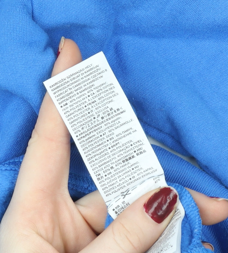 GAP Women Blue Logo Pullover Sweatshirt Size L Cotton Blend