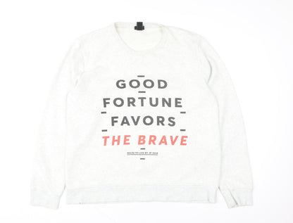 H&M Womens Grey XL Sweatshirt - Graphic Print Crew Neck Casual