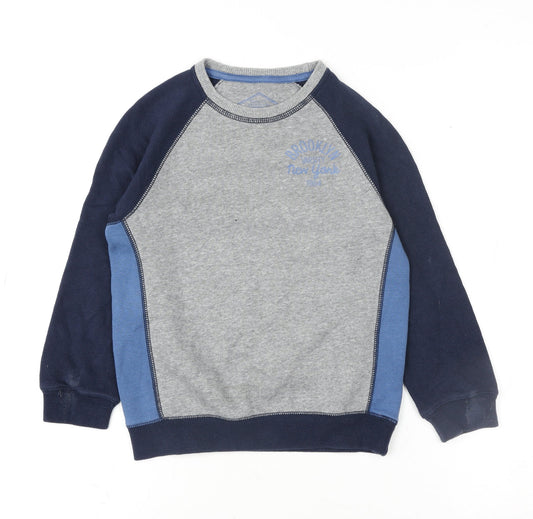 Matalan Boys Grey & Navy Colourblock Pullover Sweatshirt 7 Years