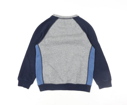 Matalan Boys Grey & Navy Colourblock Pullover Sweatshirt 7 Years