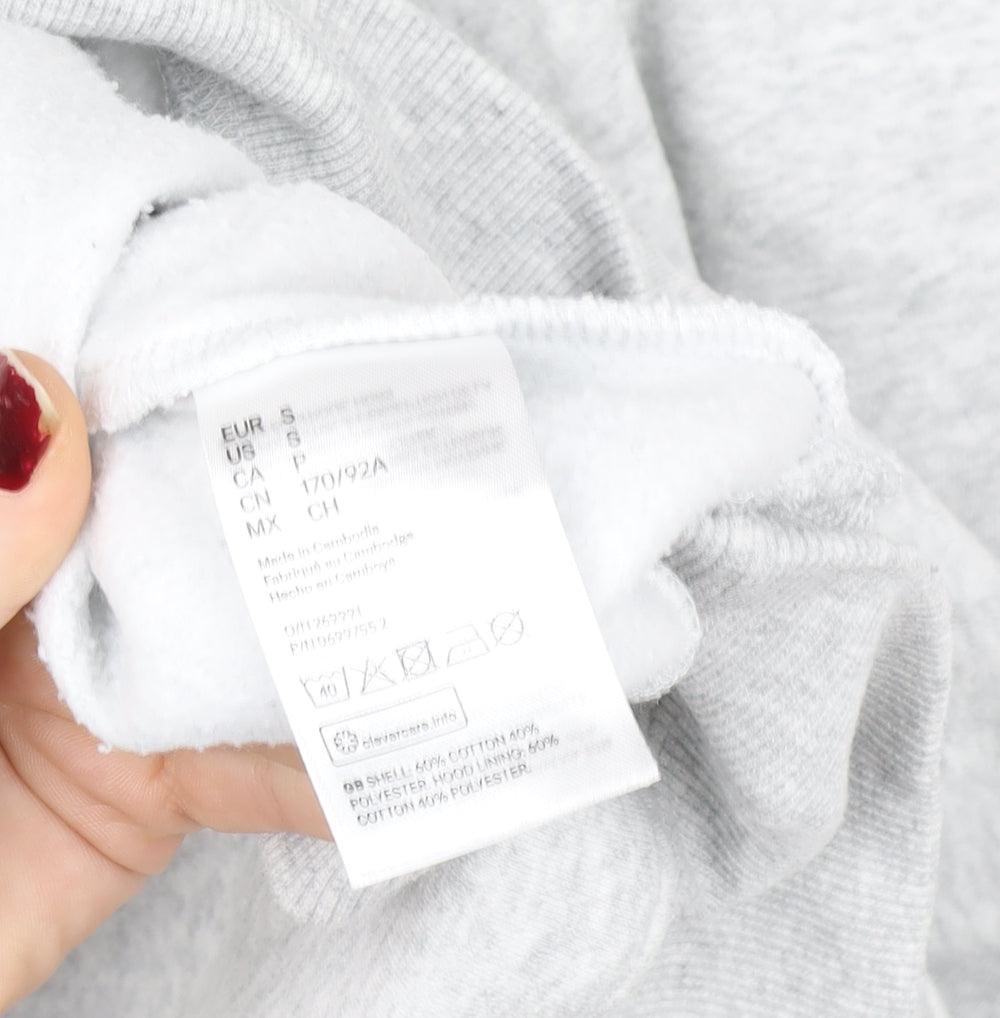 H&M Women’s Grey Hooded Pullover Sweatshirt Size S Cotton Blend