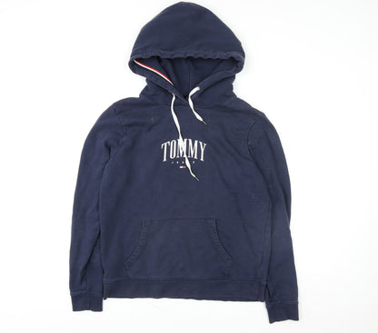 Mens UK Size L Tommy Jeans Blue Pullover Hoodie