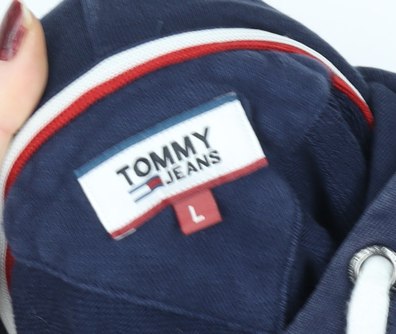 Mens UK Size L Tommy Jeans Blue Pullover Hoodie