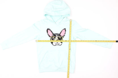 Bluezoo Girls Blue Sequin Dog Pullover Hoodie Age 9-10 Years