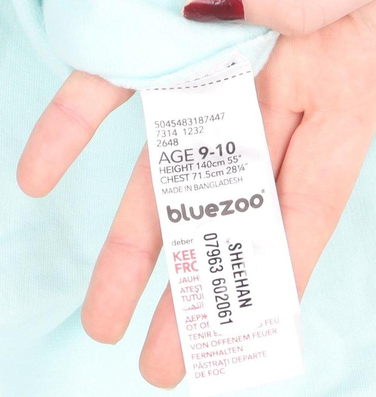 Bluezoo Girls Blue Sequin Dog Pullover Hoodie Age 9-10 Years