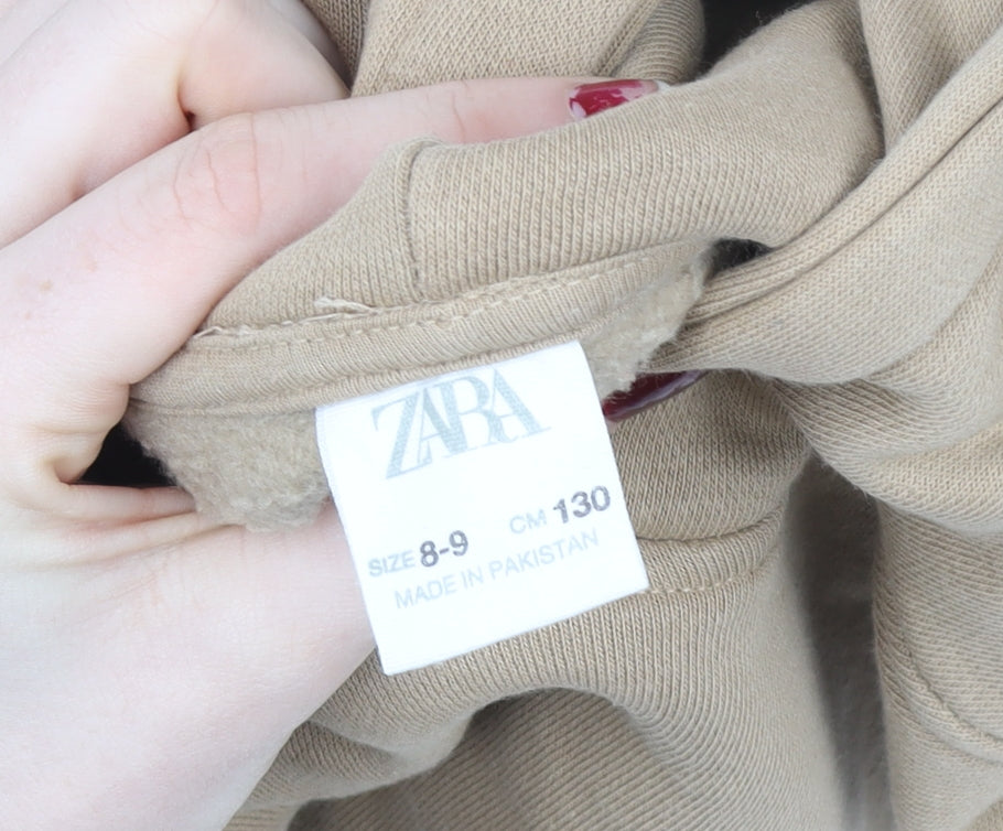 Girls UK Size 8-9 Years Zara Beige Pullover Hoodie