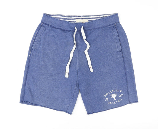 Hollister Men Blue Sweat Shorts M Elastic Waist Casual Summer