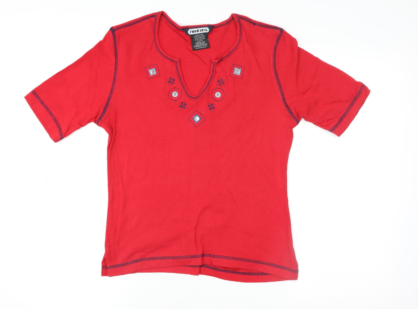 Womens UK Size M Natura Red Basic T-Shirt