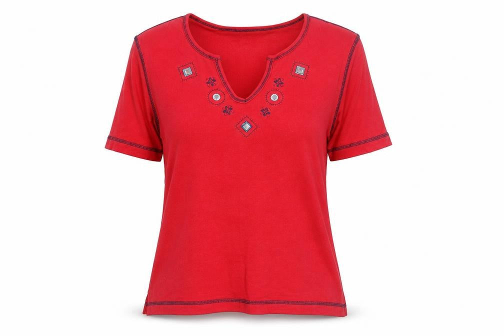 Womens UK Size M Natura Red Basic T-Shirt