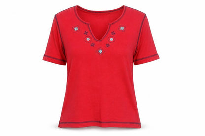 Womens UK Size M Natura Red Basic T-Shirt