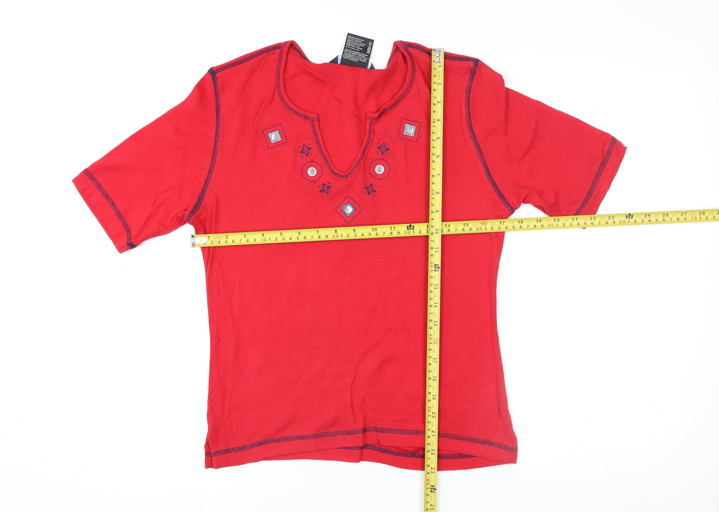 Womens UK Size M Natura Red Basic T-Shirt