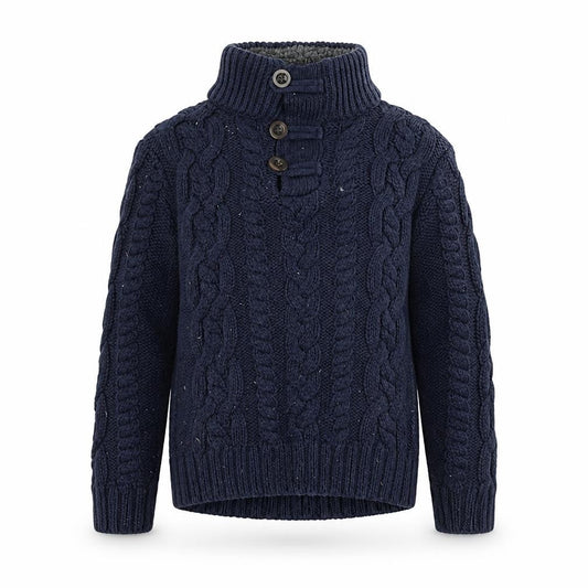 Baby Gap Girls Blue Henley Cable Knit Jumper 5 Years Wool Blend