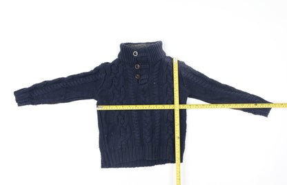 babyGap Girls Blue Henley Cable Knit Jumper 5 Years Wool Blend
