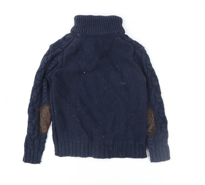 babyGap Girls Blue Henley Cable Knit Jumper 5 Years Wool Blend