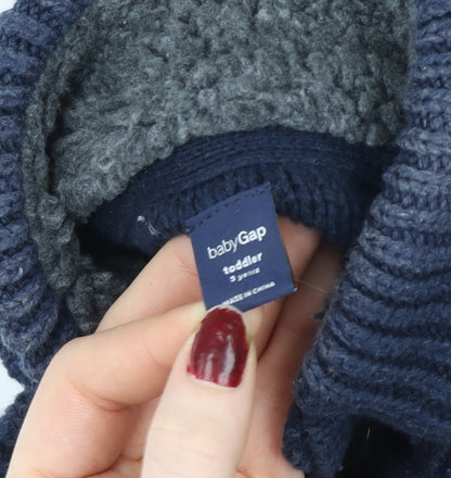 babyGap Girls Blue Henley Cable Knit Jumper 5 Years Wool Blend