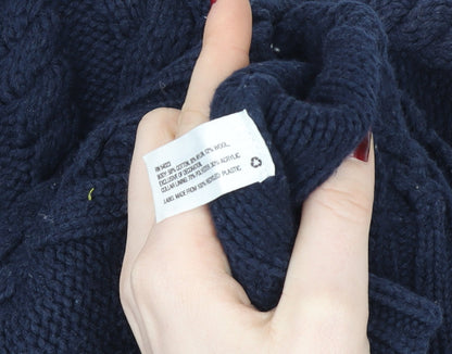 babyGap Girls Blue Henley Cable Knit Jumper 5 Years Wool Blend