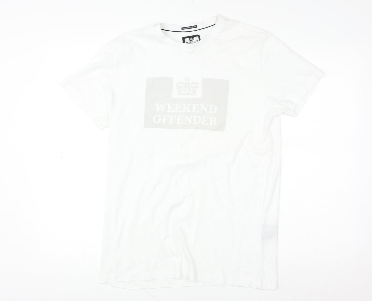 Weekend Offender Men's White Cotton Graphic Logo T-Shirt M
