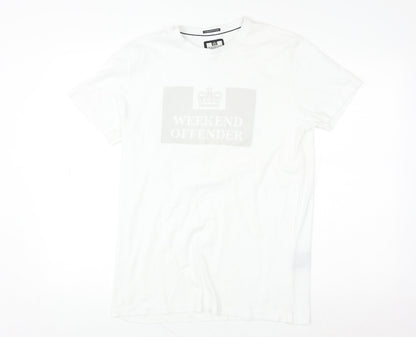 Weekend Offender Men's White Cotton Graphic Logo T-Shirt M