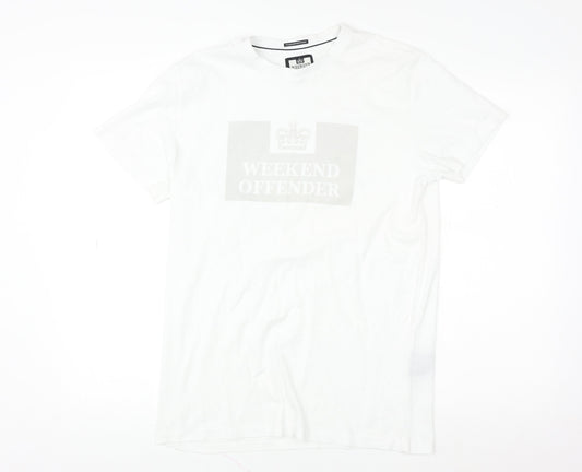 Weekend Offender Men's White Cotton Graphic Logo T-Shirt M