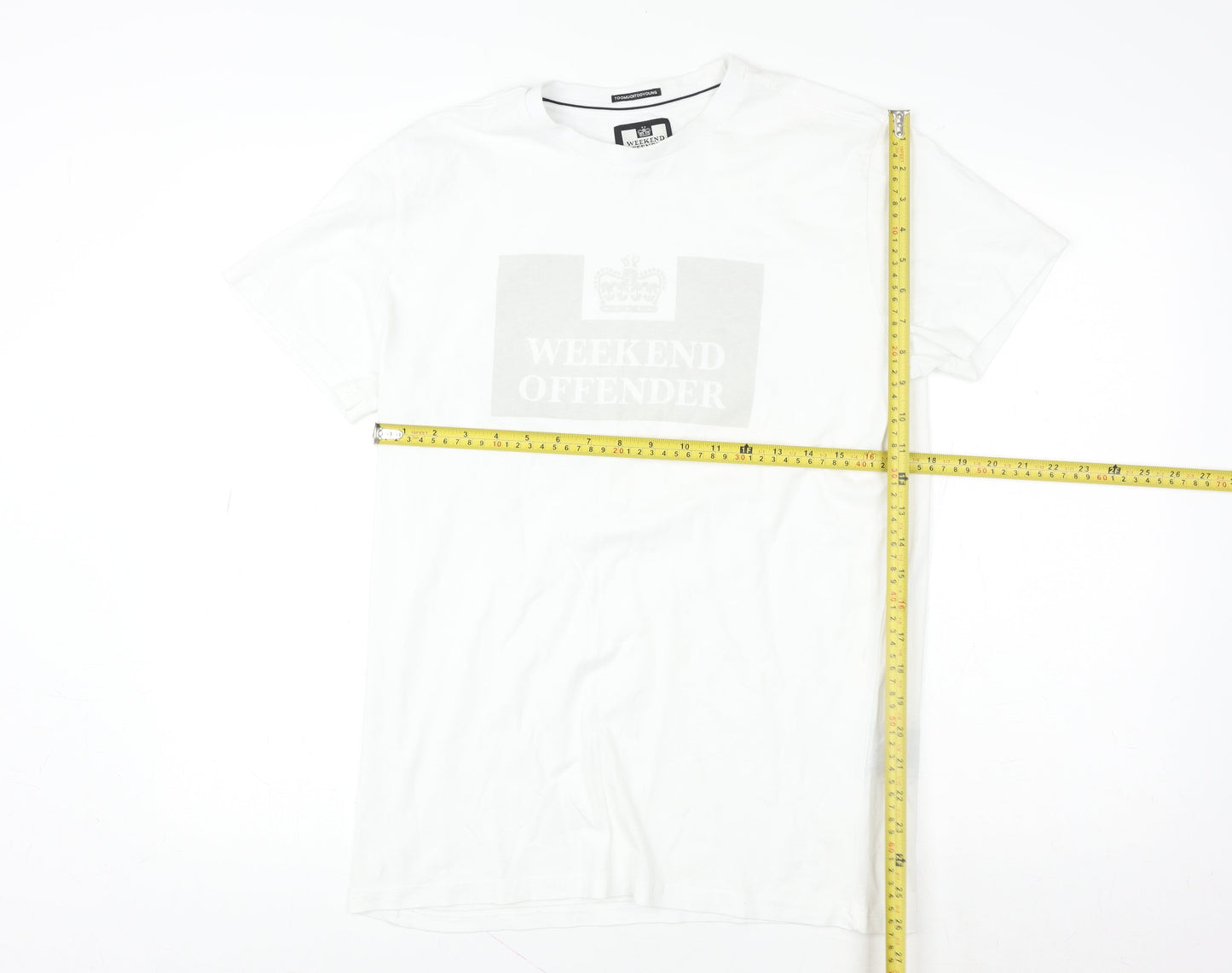 Weekend Offender Men's White Cotton Graphic Logo T-Shirt M