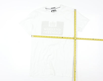 Weekend Offender Men's White Cotton Graphic Logo T-Shirt M