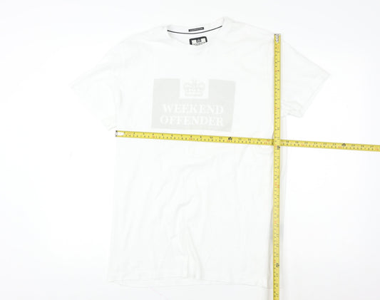 Weekend Offender Men's White Cotton Graphic Logo T-Shirt M