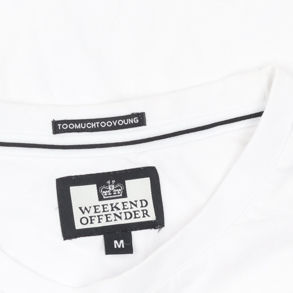 Weekend Offender Men's White Cotton Graphic Logo T-Shirt M
