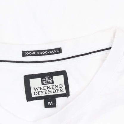 Weekend Offender Men's White Cotton Graphic Logo T-Shirt M