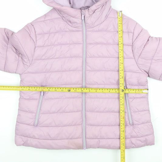 Next Girls Purple Hooded Puffer Jacket 12 Years Lightweight Quilted Coat
