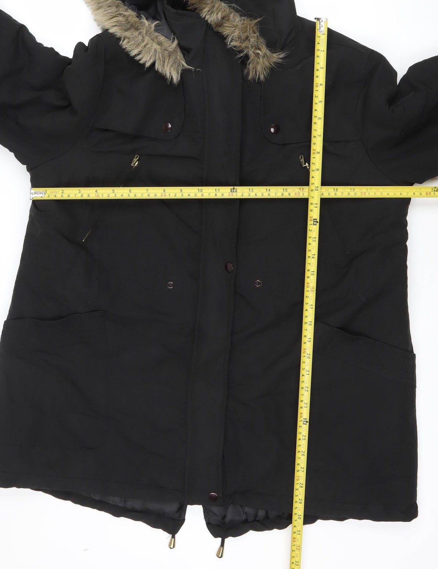 Womens UK Size 18 Anthology Black Parka Coat