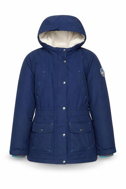Lands' End Girls Blue Hooded Parka Coat 12-13 Years Lined Winter Jacket
