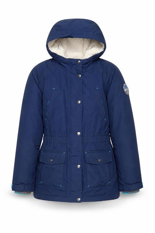 Lands' End Girls Blue Hooded Parka Coat 12-13 Years Lined Winter Jacket