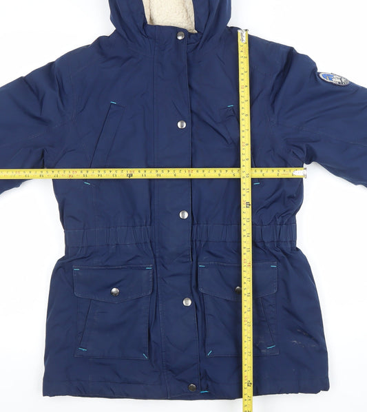 Lands' End Girls Blue Hooded Parka Coat 12-13 Years Lined Winter Jacket