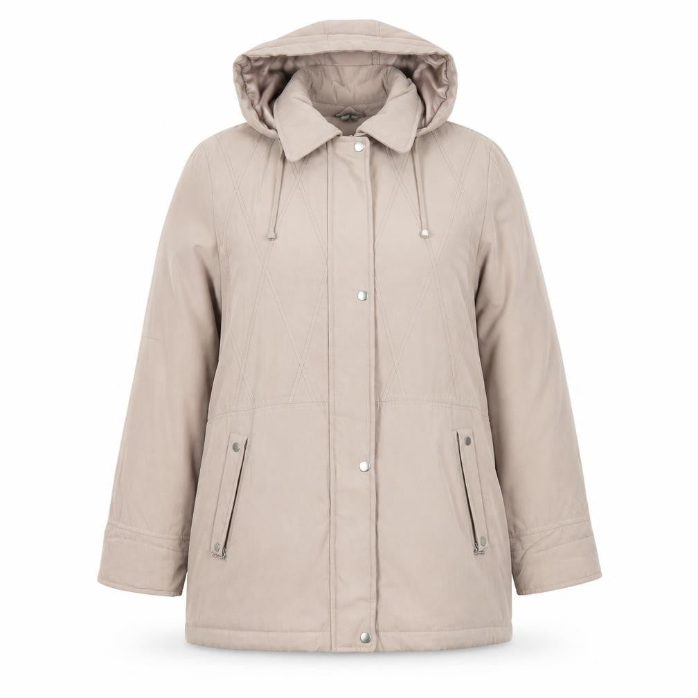 Valerie Hayes Women Beige Hooded Parka Jacket Size 14
