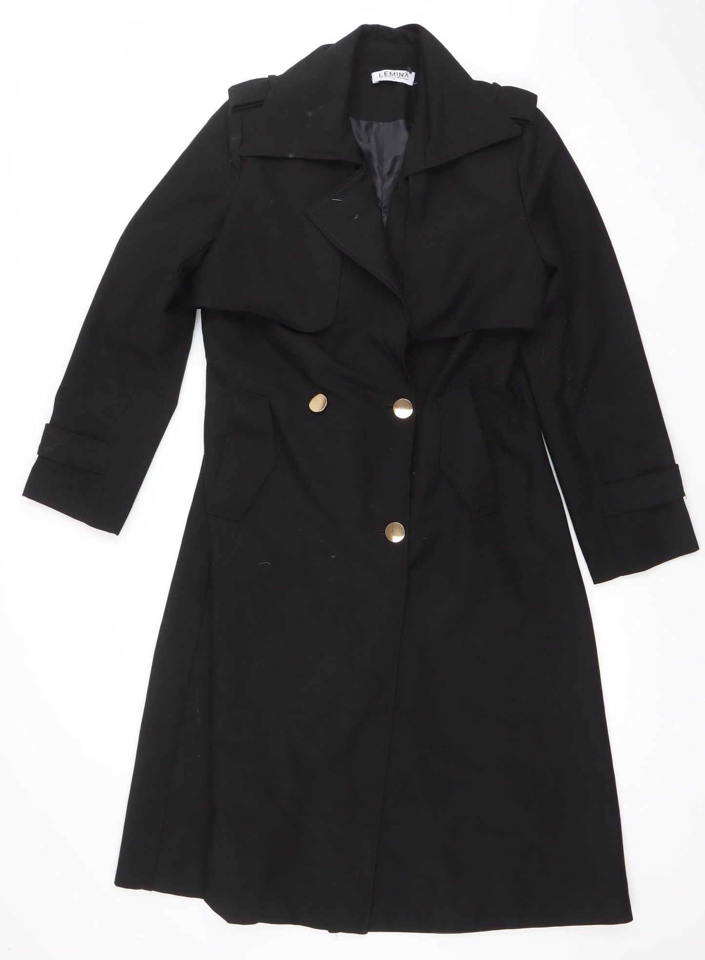 Womens UK Size S Lemina Black Trench Coat