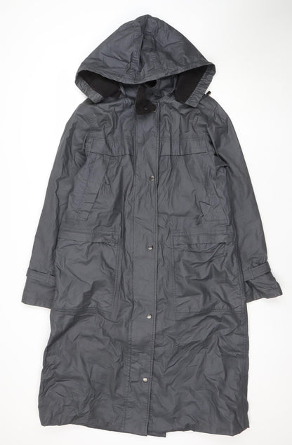 Four Seasons Women's Grey Hooded Waterproof Long Rain Coat Size S