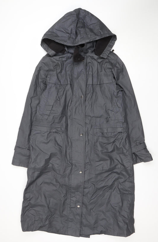 Four Seasons Women's Grey Hooded Waterproof Long Rain Coat Size S